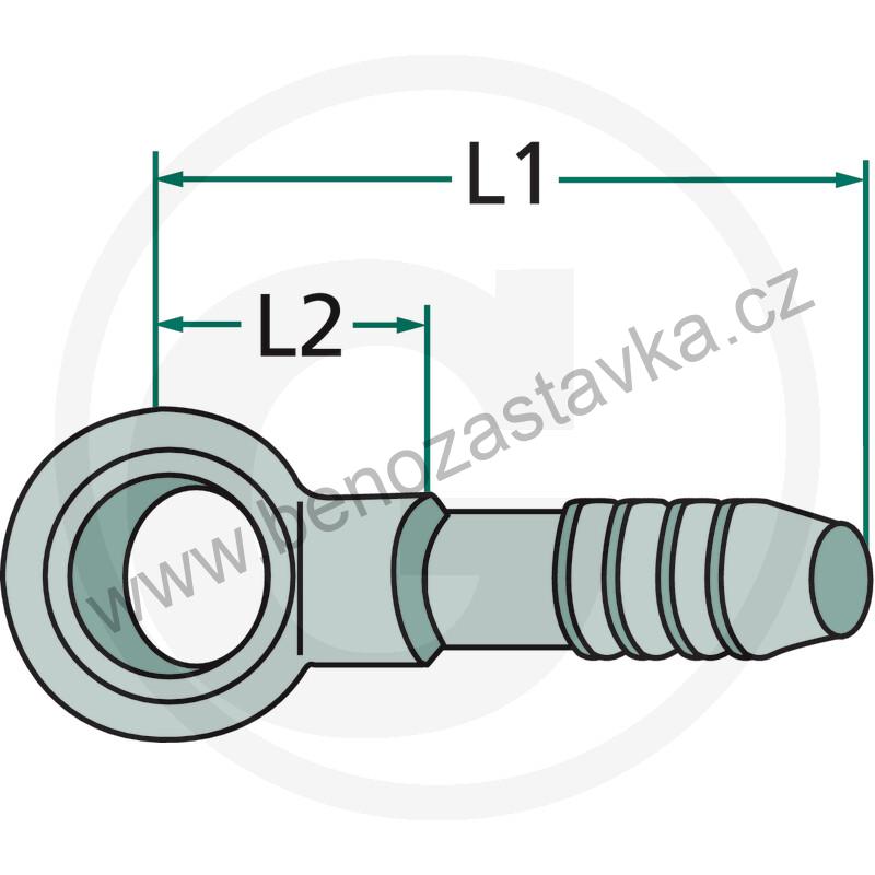 Oko na průtokový šroub M14x1,5 s trnem 9mm