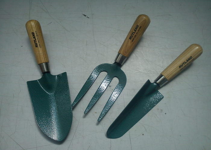 Zahradní sada nářadí - 3 kusy - Lopatka/Vidle/Lopatka sázecí - Uhlíková ocel