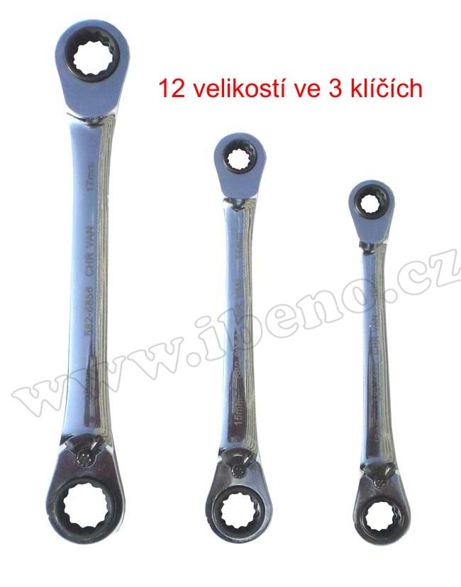 Sada ráčnových očkoplochých klíčů - KENNEDY - 12 velikostí ve 4 klíčích 