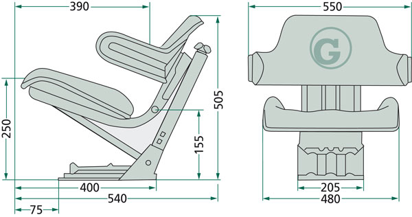 Sedadlo mechanicky odpružené - opěrky- PVC - žlutá