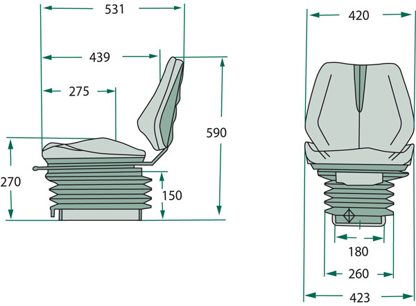 Mechanicky odpružené sedadlo - úzkorozchodné - pro malotraktory