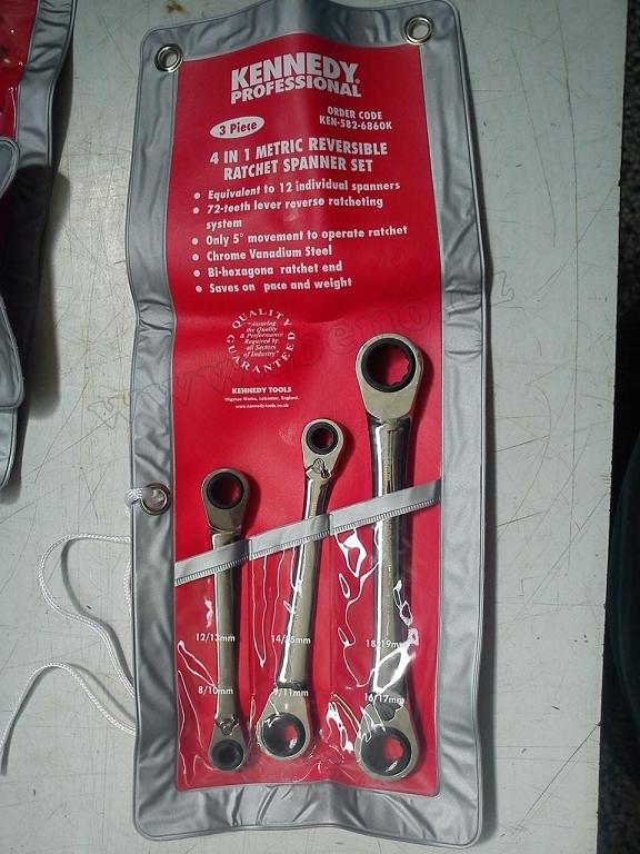 Sada ráčnových očkoplochých klíčů - KENNEDY - 12 velikostí ve 4 klíčích 