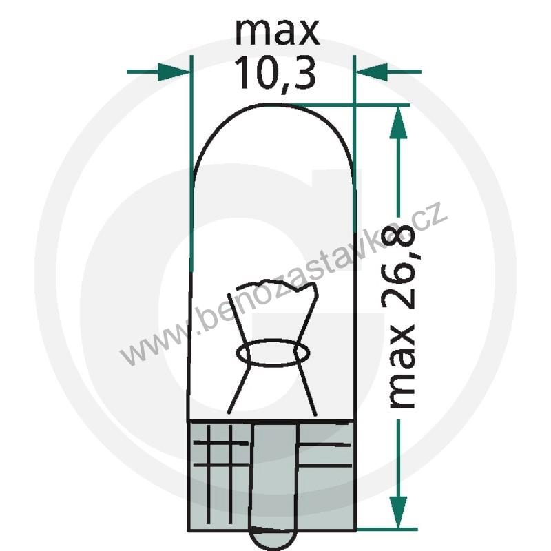 GRANIT Žárovka se skleněnou paticí W 2,1x9,5 d - 10 ks