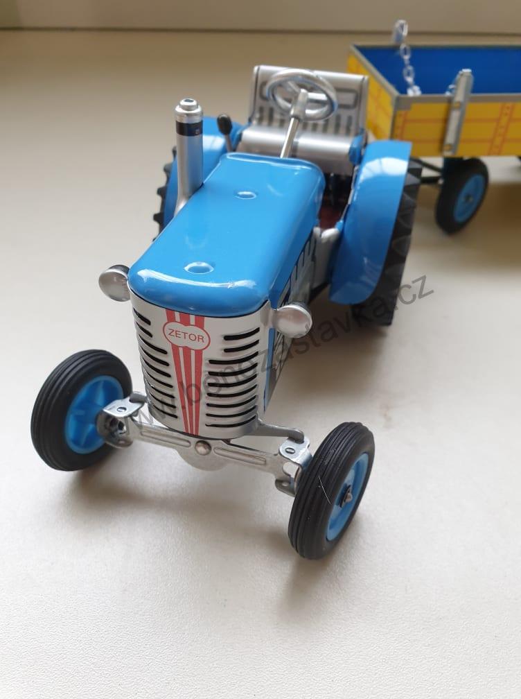 Plechový model traktor ZETOR 25 s valníkem modrý - plastové disky - KOVAPCZ
