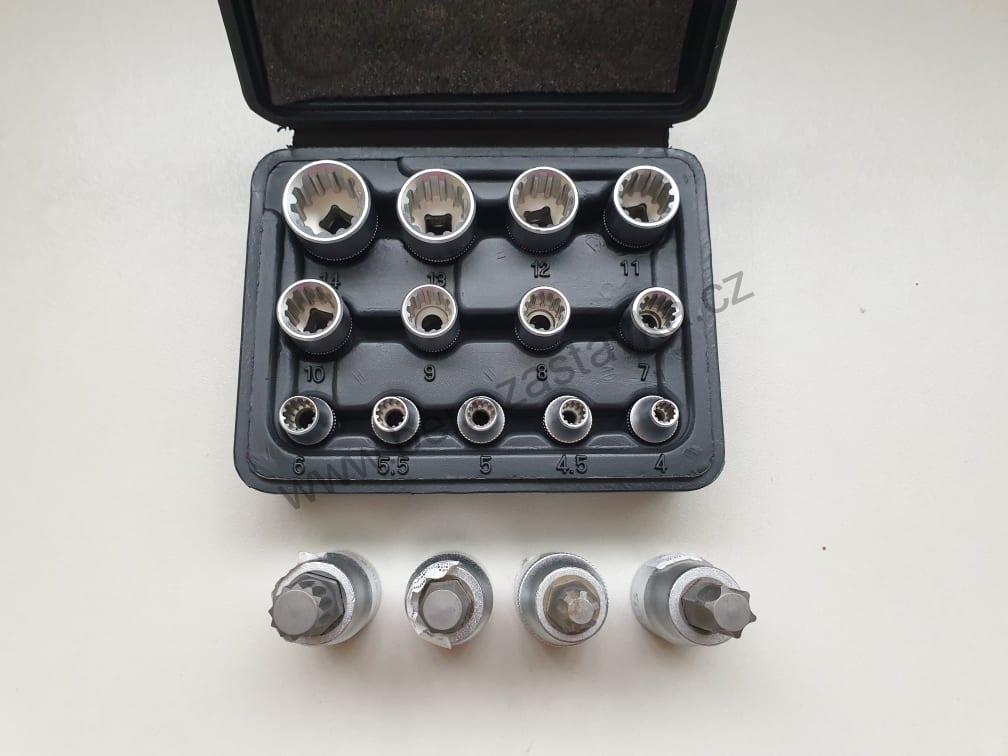 Sada hlavic MULTILOCK - 1/4" - 13 dílů - Fervi