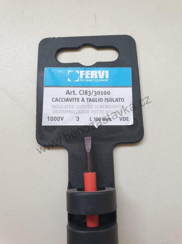 Plochý šroubovák, izolovaný - 1000V - 0,6x3x100 mm - FERVI