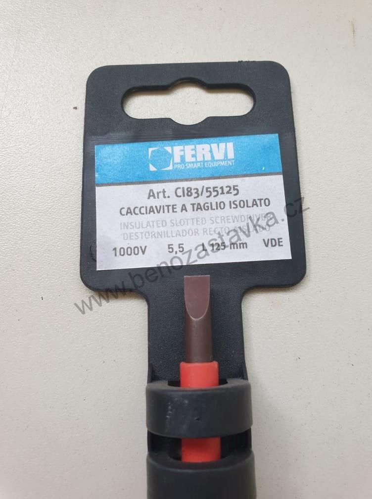 Plochý šroubovák, izolovaný - 1000V - 1x5,5x125 mm - FERVI