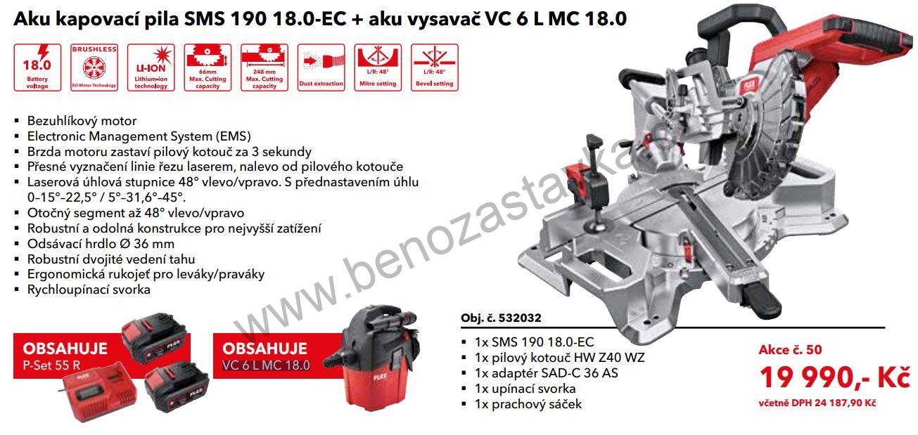 SET Aku kapovací pila SMS 190 18.0-EC + aku vysavač VC 6 L MC 18.0 - FLEX