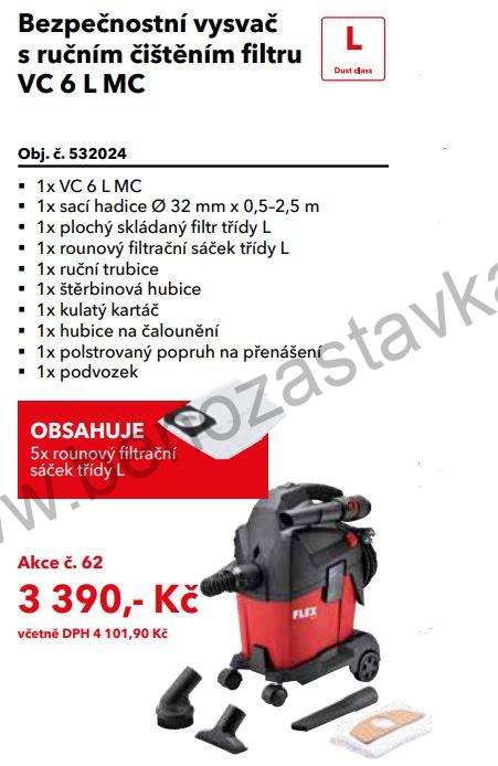 Bezpečnostní vysvač s ručním čištěním filtru VC 6 L MC - FLEX