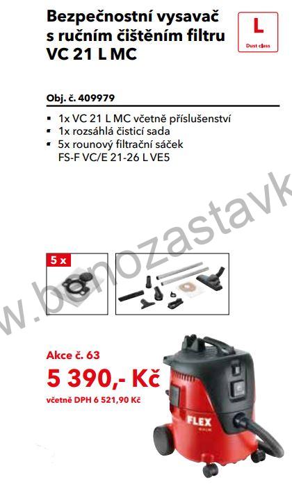Bezpečnostní vysavač s manuálním čištěním filtru VC 21 L MC - FLEX