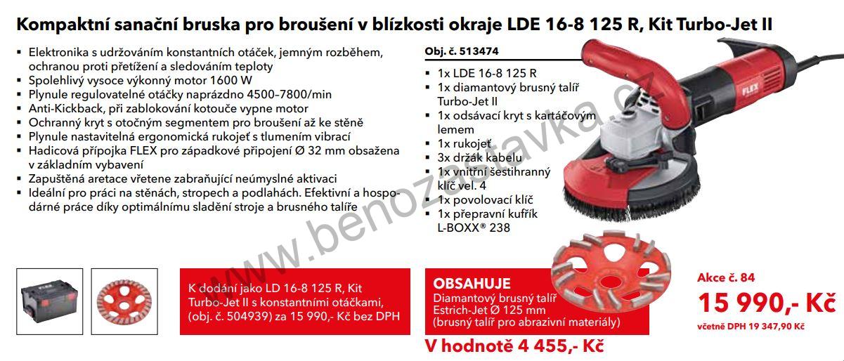 Kompaktní sanační bruska pro broušení v blízkosti okraje LDE 16-8 125 R, Kit Turbo-Jet II - FLEX