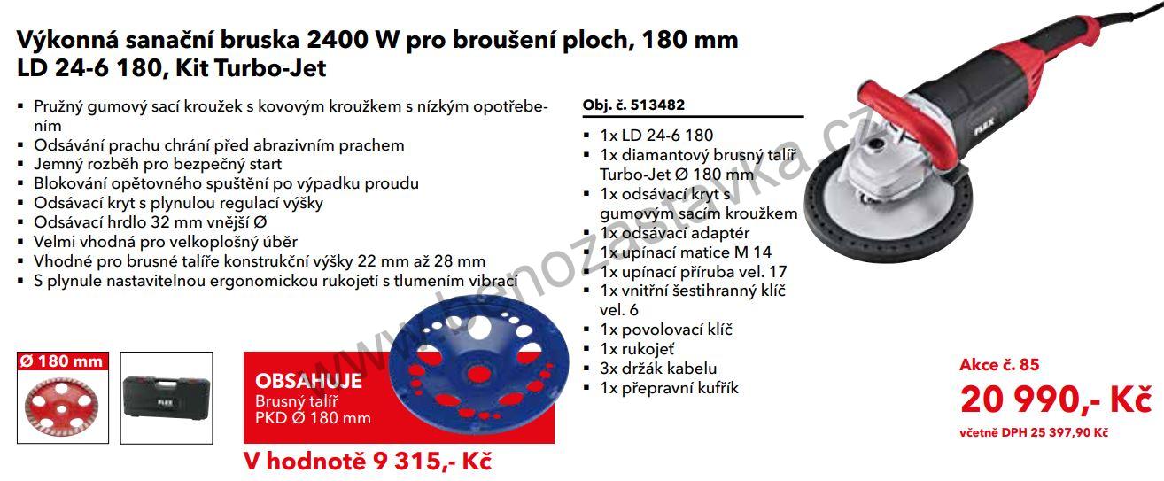 Výkonná sanační bruska 2400 W pro broušení ploch, 180 mm LD 24-6 180, Kit Turbo-Jet - FLEX