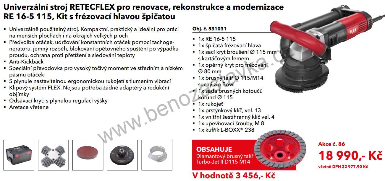 Univerzální stroj RETECFLEX pro renovace, rekonstrukce a modernizace RE 16-5 115, Kit s frézovací hlavou špičatou