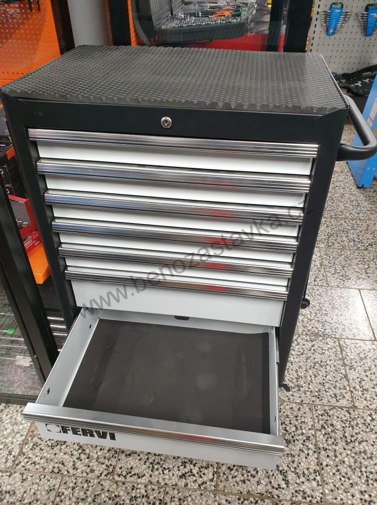 Dílenský vozík na nářadí pojízdný, 7 zásuvek - FERVI BLACK