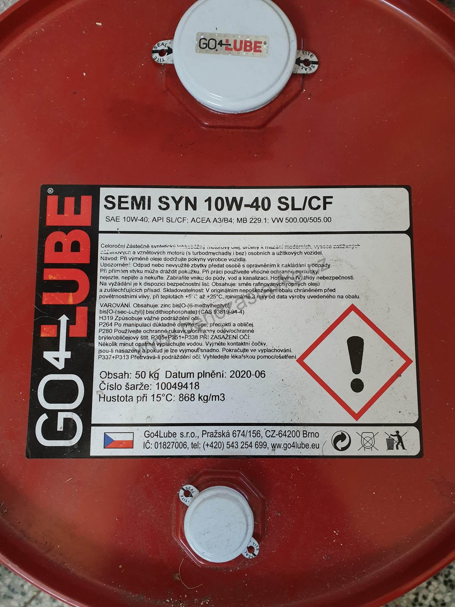 50 kg - Motorový olej - SEMI SYN SL/CF 10W-40