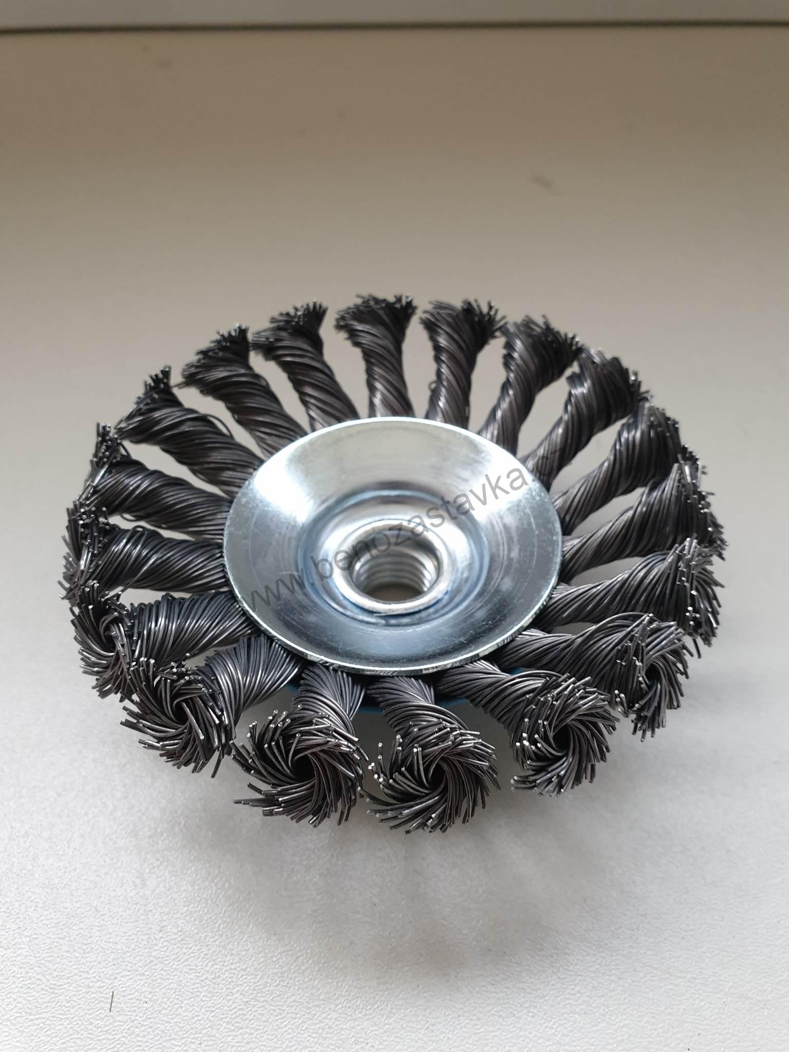 Kartáč miskový - copánkový (100 mm x M14)