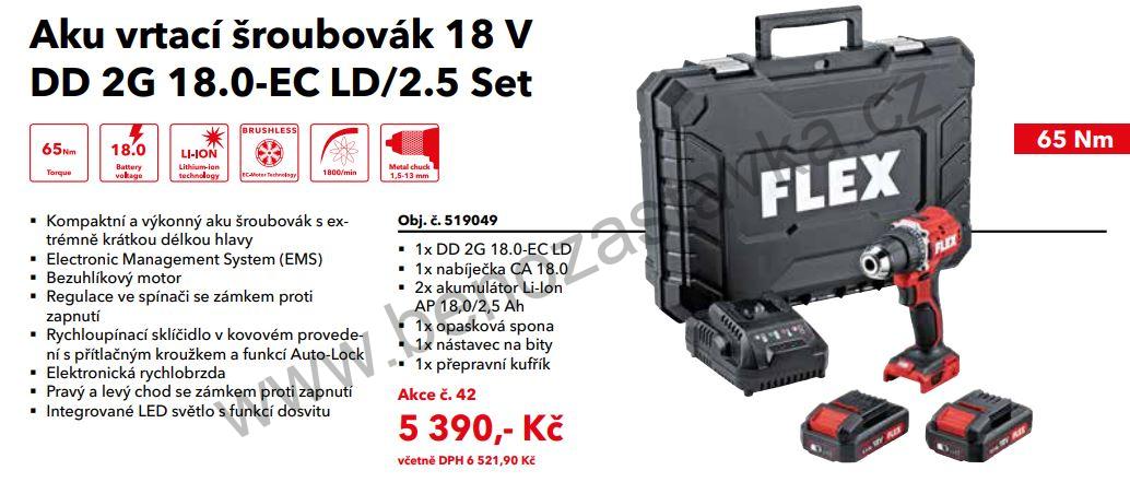 Aku vrtací šroubovák 18 V DD 2G 18.0-EC LD/2.5 Set - FLEX