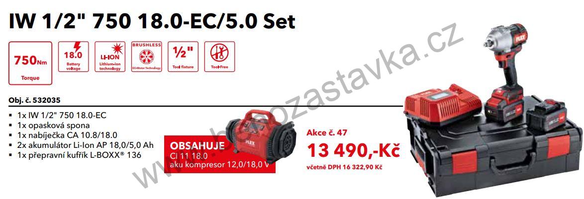 SET Aku-rázový utahovák IW 1/2" 750 18.0-EC/5.0 - FLEX