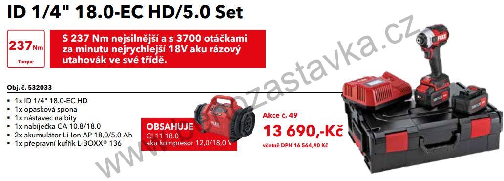 SET Aku-rázový utahovák ID 1/4" 18.0-EC HD/5.0 - FLEX