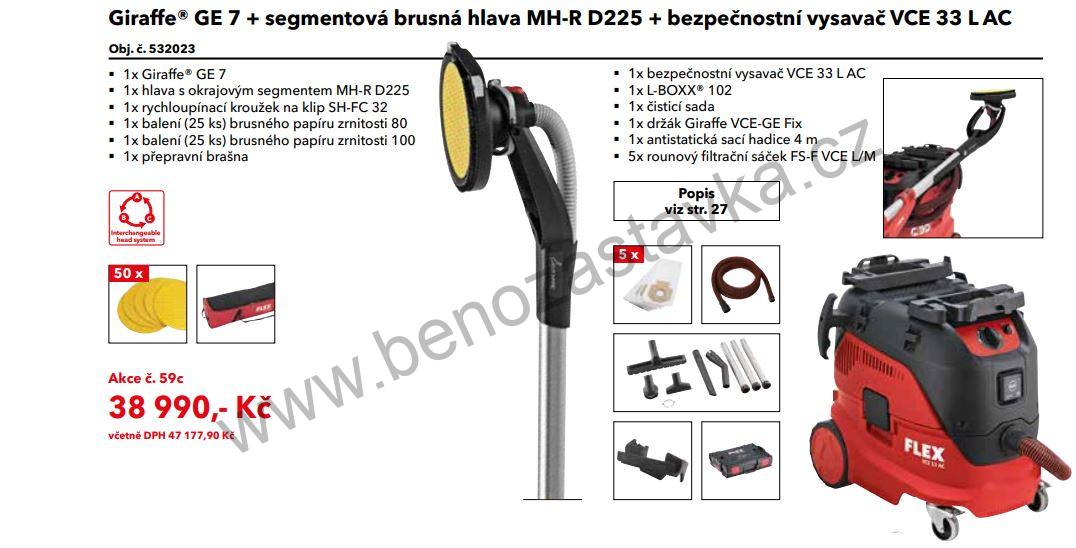 SET Giraffe® GE 7 + segmentová brusná hlava MH-R D225 + bezpečnostní vysavač VCE 33 L AC - FLEX