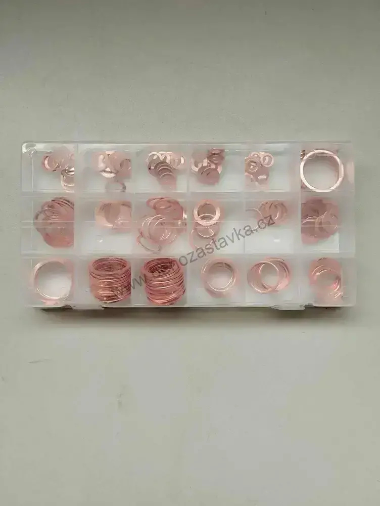 Velká sada kroužků Cu - měď - 150ks - 19 velikostí