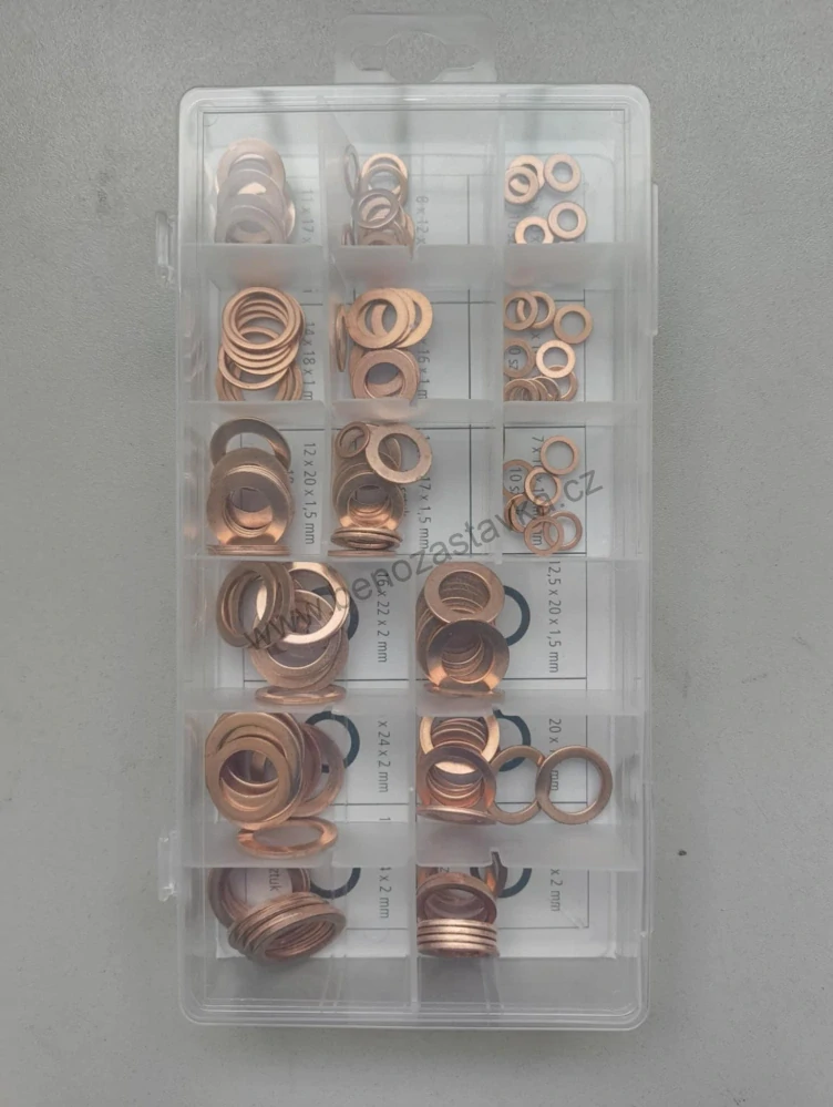 Sada měděných podložek 150ks 5-24mm