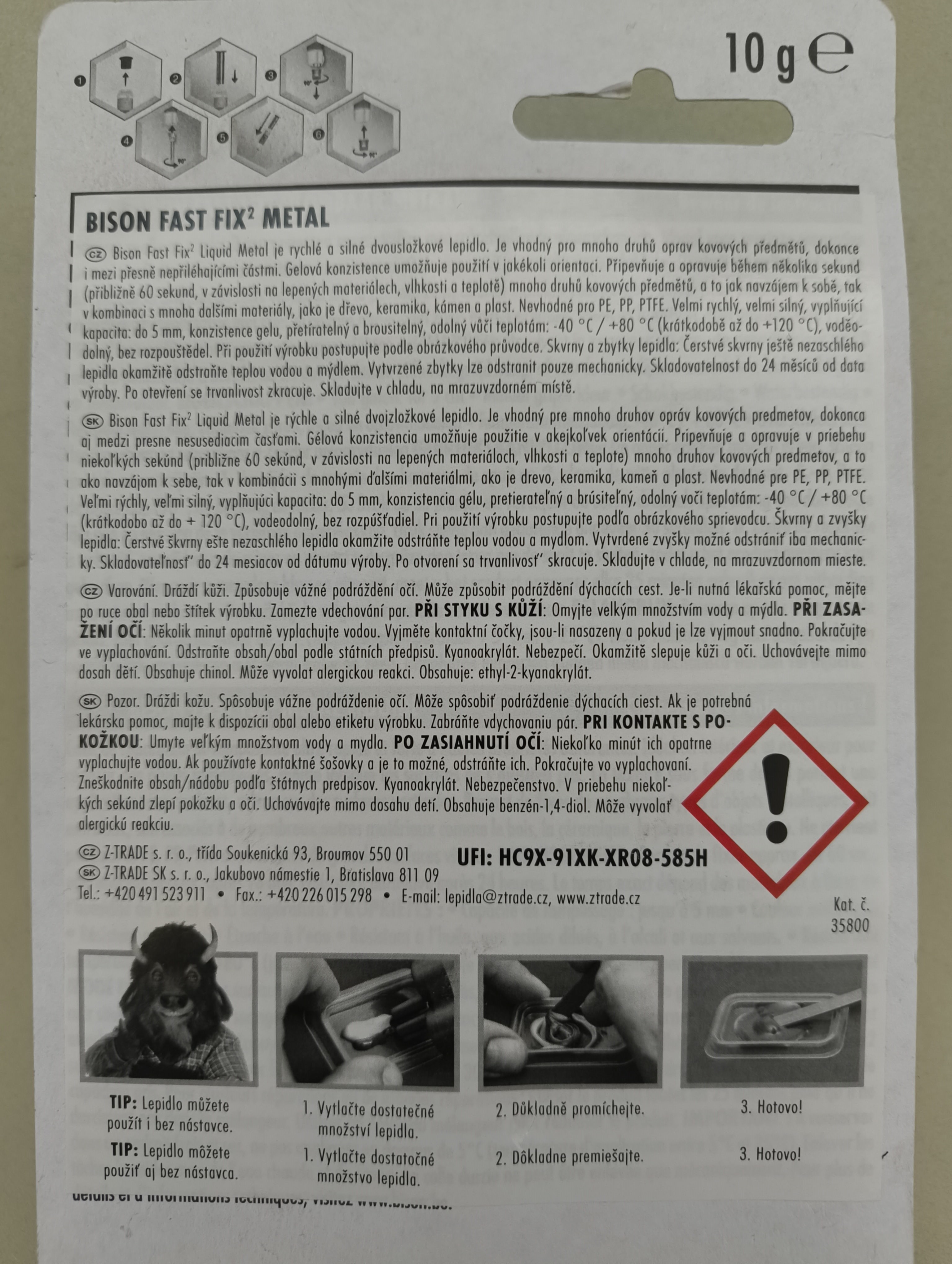 Tekutý kov BISON FAST FIX METAL 10g