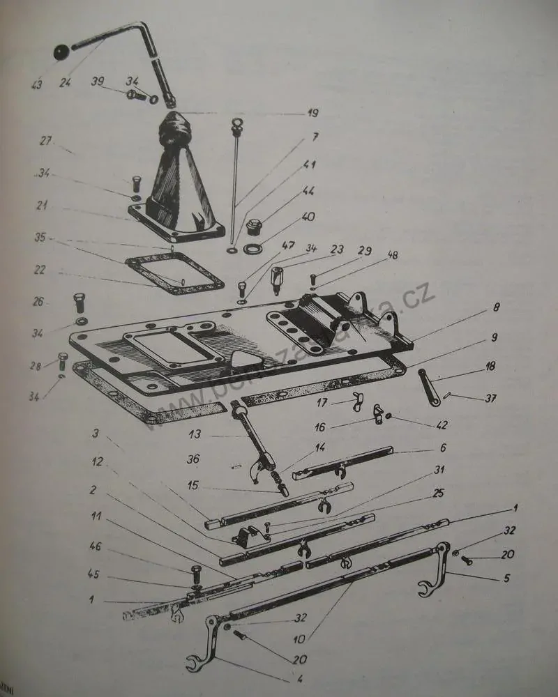 Přesouvací tyč hydrauliky - Zetor