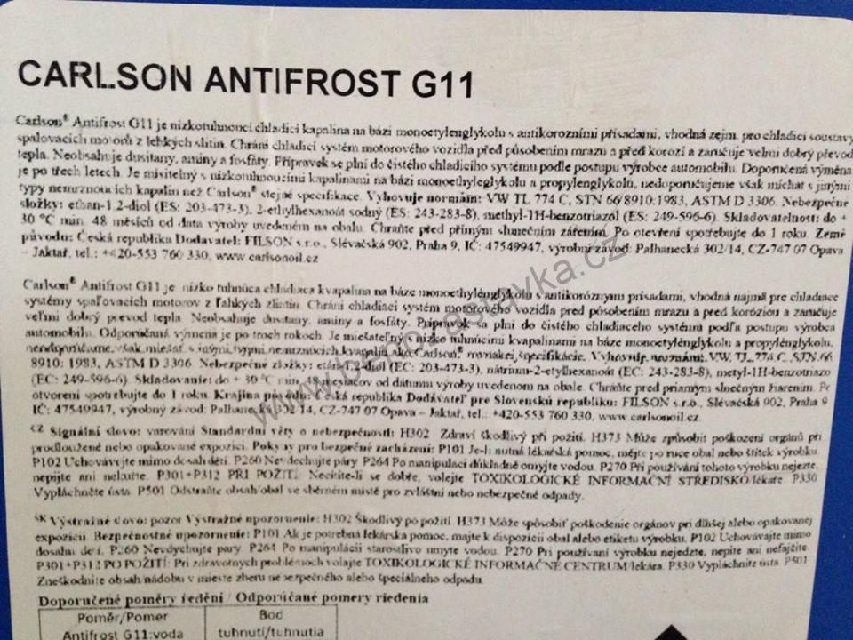 Nemrznoucí chladící kapalina Antifreeze - 60L - G11 - Carlson