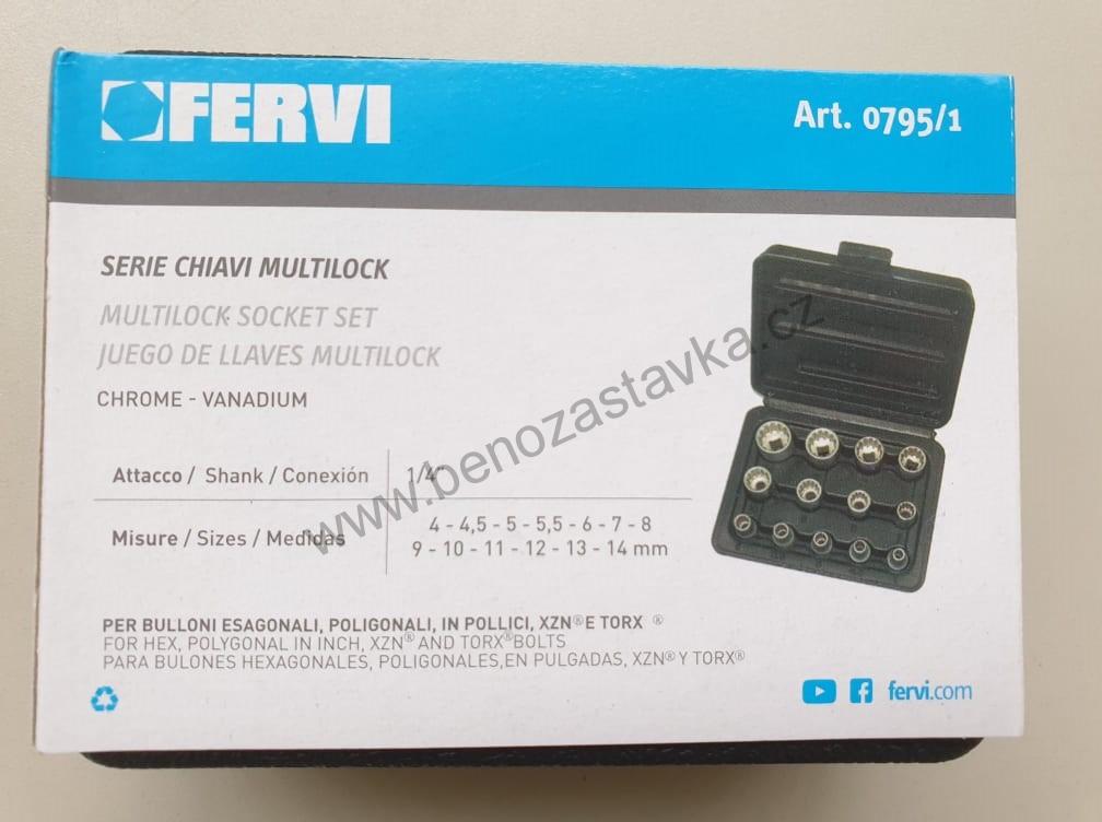 Sada hlavic MULTILOCK - 1/4" - 13 dílů - Fervi