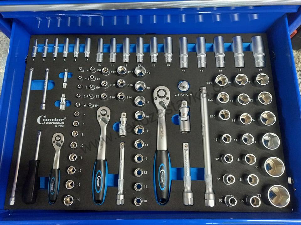 Modul s nářadím - 1/2" + 1/4" + 3/8" - 85 kusů - CONDOR