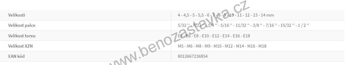 Sada hlavic MULTILOCK - 1/4" - 13 dílů - Fervi