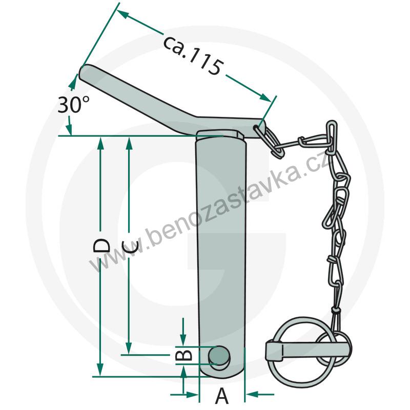 Čep zadního závěsu - 37x151 mm - Kat. 3