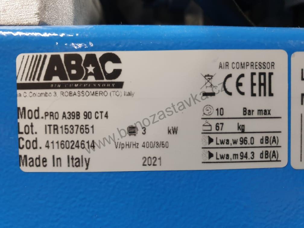 Kompresor pístový Abac pro line A39B-3-90CT - VSK Profi