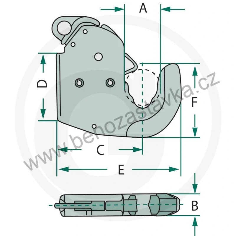 Rychloupínák, Hák spodního závěsu Kat. 1