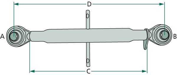 SET Třetího bodu - M30X3,5 - Délka:535 - 785 mm + pojistný čep