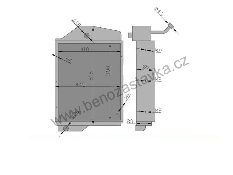 Chladič Turbo - krk s nalévacím hrdlem - Zetor URI