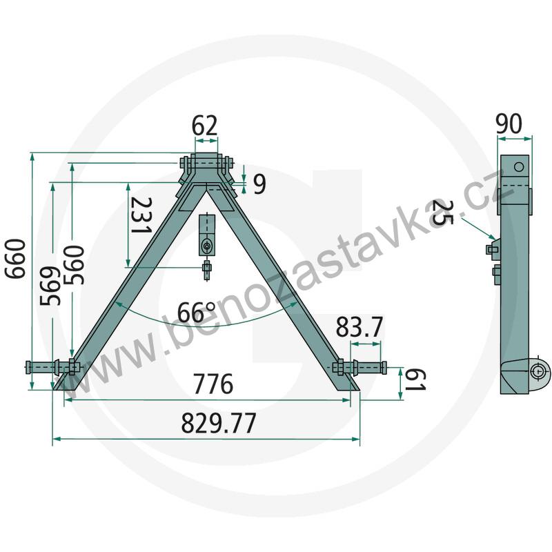 Nosný trojúhelník s čepovým provedením do 1500kg