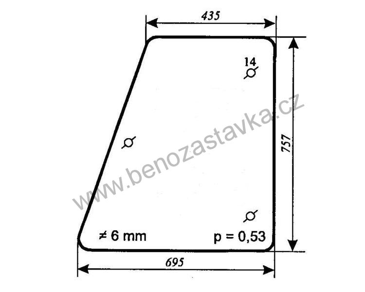 Sklo dveří horní - Zetor URI