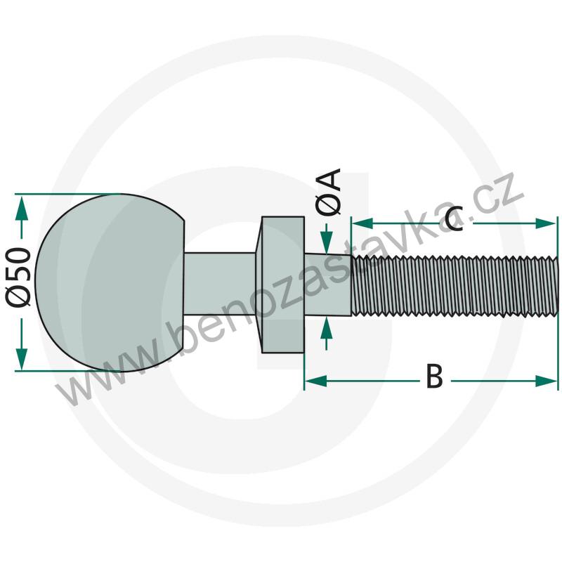 Čep, kolík s kulovou hlavou 1 1/4" 32/185mm GRANIT