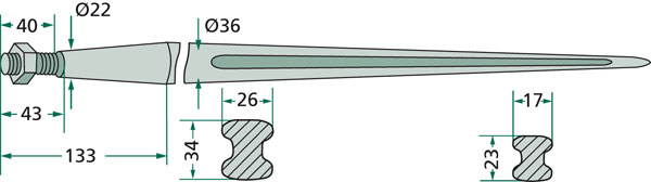 Blueline Hrot GRANIT hrot čelních nakladačů - 800mm - 22x1,5mm 
