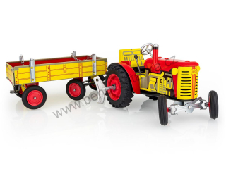 Plechový model traktor ZETOR 25 s valníkem červený - plastové disky - KOVAPCZ